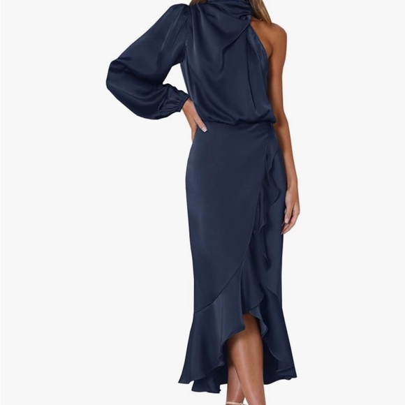 Dresses & Skirts - Elegant Navy One-Shoulder Dress
